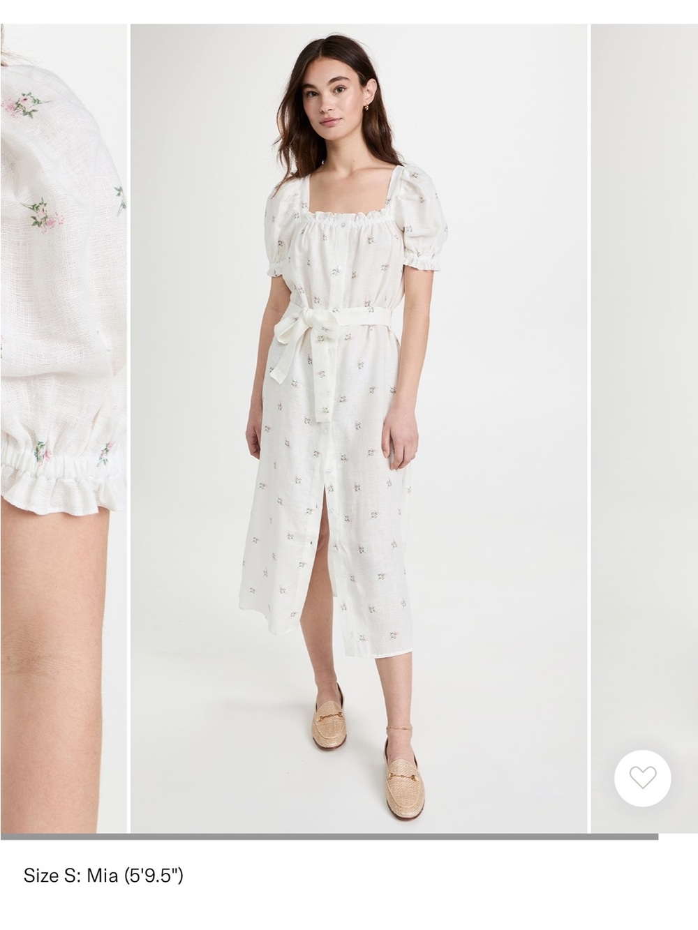 Sleeper Brigitte Midi Linen Dress in Bouquets